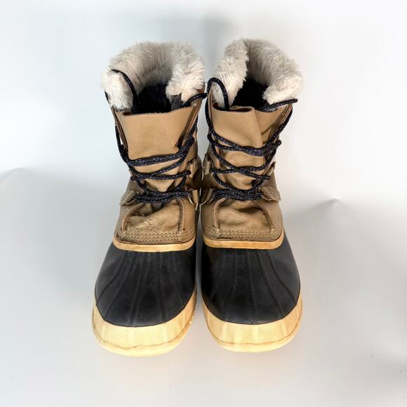 Sorel Manitou Waterproof Fleece Nubuck Leather Rubber Winter Boots Tan Men 10 - Picture 3 of 13